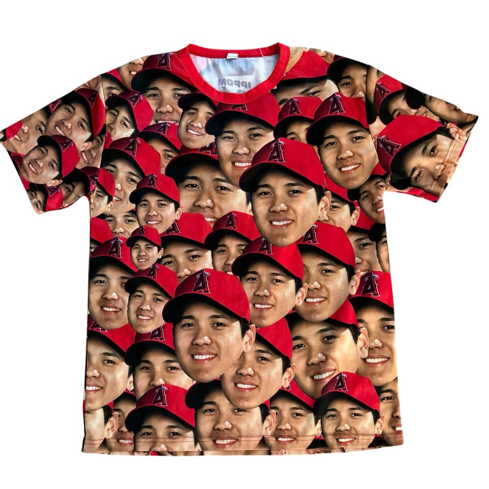 MLB LA Angels Shohei Ohtani‎ Face AOP All Over Print Shirt Mens XL Stadium SGA